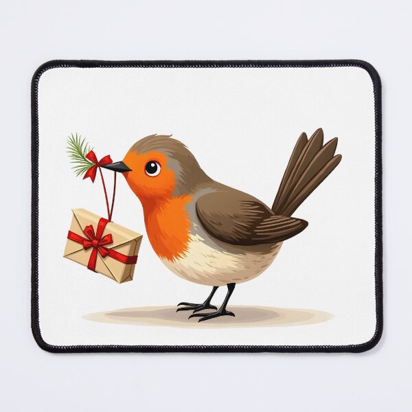Item preview, Whimsical Christmas Post Office – Christmas Robin with Holiday Parcel designed and sold by ArtemisEutopia.