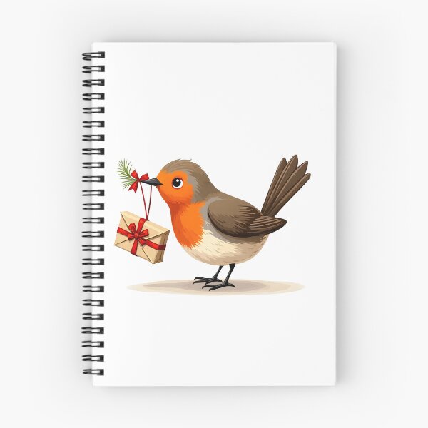Item preview, Whimsical Christmas Post Office – Christmas Robin with Holiday Parcel designed and sold by ArtemisEutopia.