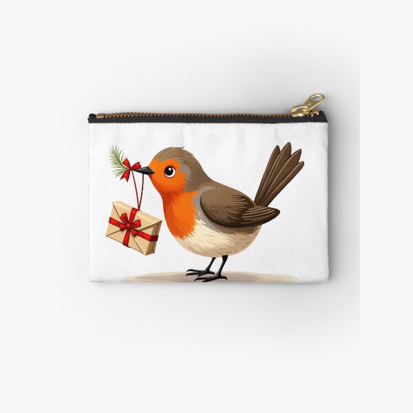 Item preview, Whimsical Christmas Post Office – Christmas Robin with Holiday Parcel designed and sold by ArtemisEutopia.
