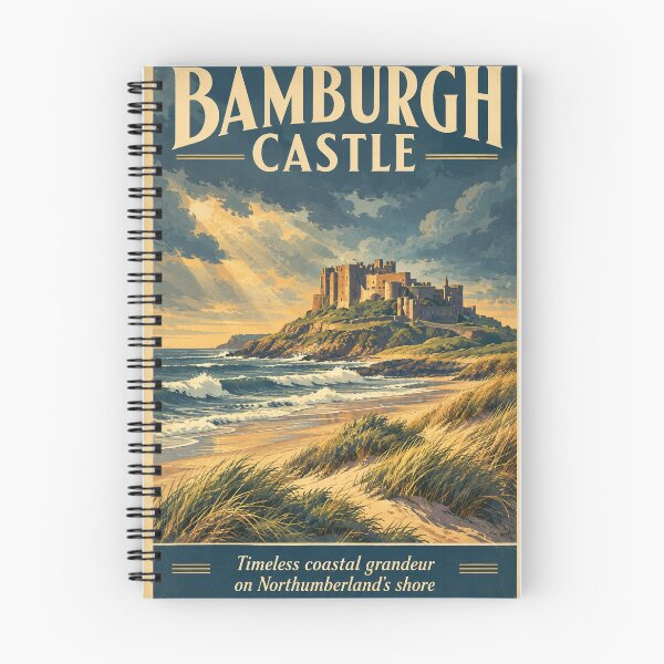 Item preview, Bamburgh Vintage Retro artwork from a re-imagined photograph  designed and sold by Andiamo-Amigos.