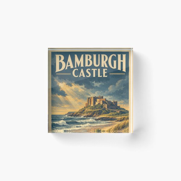 Item preview, Bamburgh Vintage Retro artwork from a re-imagined photograph  designed and sold by Andiamo-Amigos.