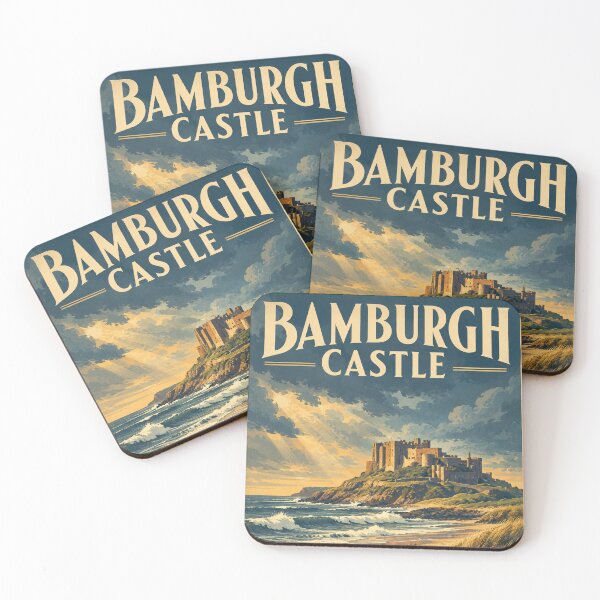 Item preview, Bamburgh Vintage Retro artwork from a re-imagined photograph  designed and sold by Andiamo-Amigos.