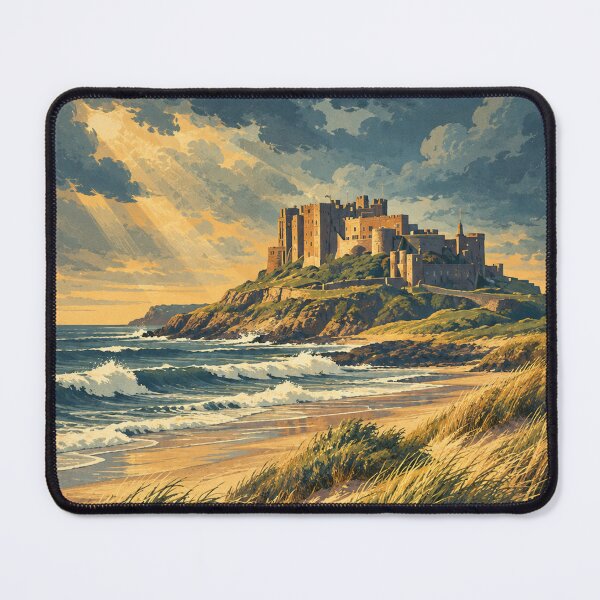Item preview, Bamburgh Vintage Retro artwork from a re-imagined photograph designed and sold by Andiamo-Amigos.