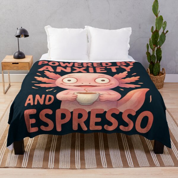 Item preview, Funny Axolotl Powered By Anxiety And Espresso Coffee Meme designed and sold by MarCinu Art.