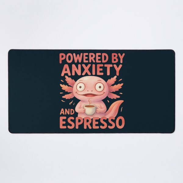 Item preview, Funny Axolotl Powered By Anxiety And Espresso Coffee Meme designed and sold by MarCinu Art.