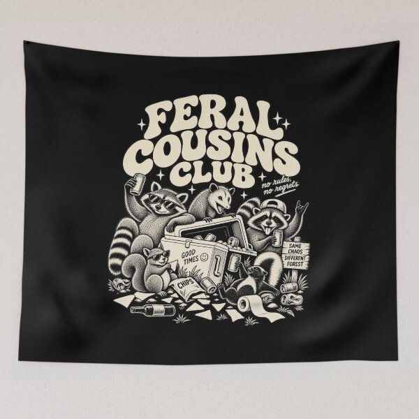 Item preview, Groovy Feral Cousins Club Raccoon Garbage Matching Family T-Shirt – Funny Raccoon Gift, Feral Cousins Graphic Tee designed and sold by Trendably.