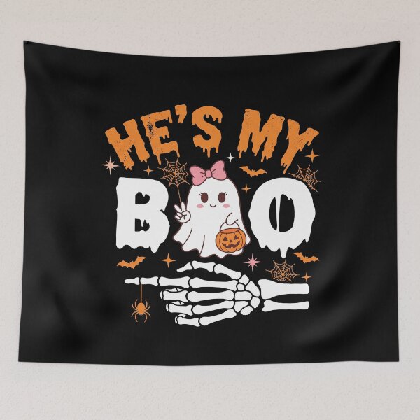 Item preview, He's My Boo Cute Girl Ghost Skeleton Hand Matching designed and sold by MizoX7.