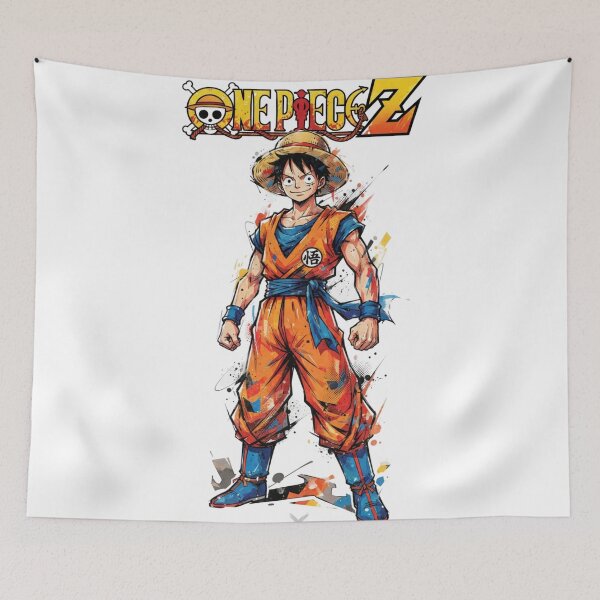 Item preview, Luffy Wearing Goku Outfit Crossover Anime Artwork designed and sold by FreakToons.