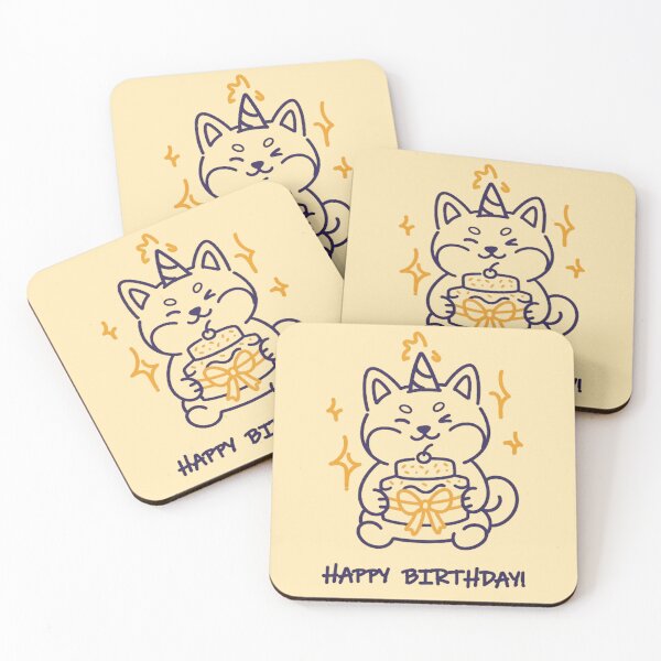 Item preview, Cute Shiba Inu Happy Birthday Retro Dog Art With Cake designed and sold by PetalsPaws.