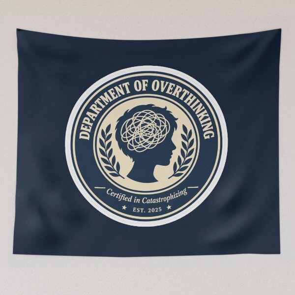 Item preview, Department of Overthinking Fake Corporate Badge designed and sold by NovaToons.