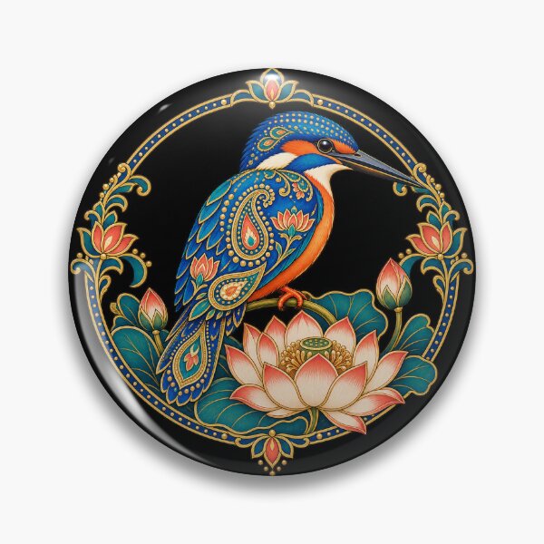 Item preview, Indian kingfisher with paisley lotus designed and sold by lAnJefurtifeu.