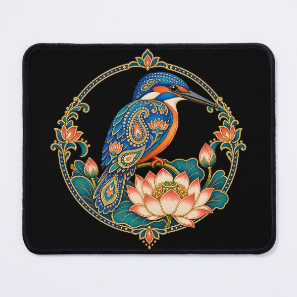 Item preview, Indian kingfisher with paisley lotus designed and sold by lAnJefurtifeu.