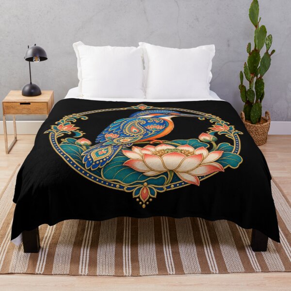 Item preview, Indian kingfisher with paisley lotus designed and sold by lAnJefurtifeu.