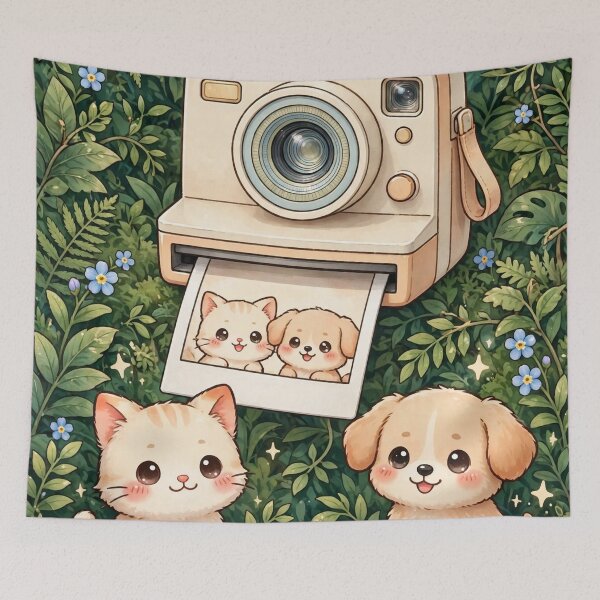Item preview, Retro Kawaii Camera with Cat and Dog Garden designed and sold by Pure Craft.