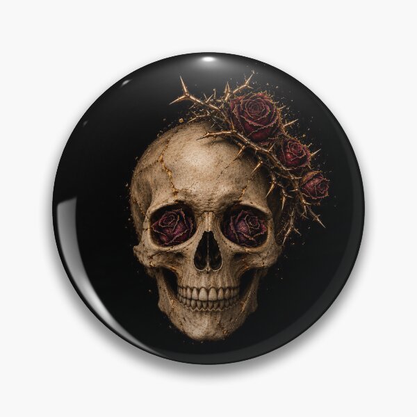 Item preview, Gothic Skull with Roses | Kintsugi Memento Mori Art designed and sold by Briarmoire.