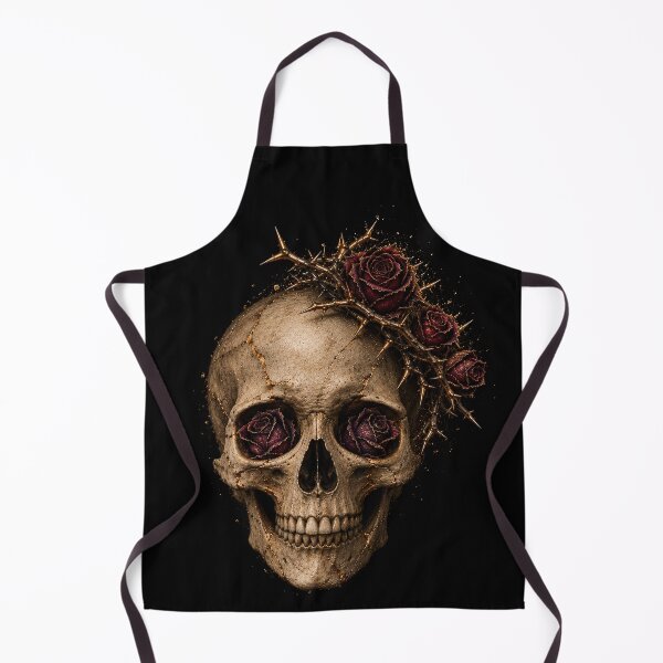 Item preview, Gothic Skull with Roses | Kintsugi Memento Mori Art designed and sold by Briarmoire.