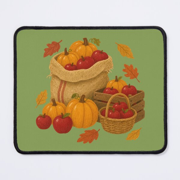 Item preview, Autumn Harvest Sack Pumpkins Apples Baskets Illustration designed and sold by Little-Miracle.