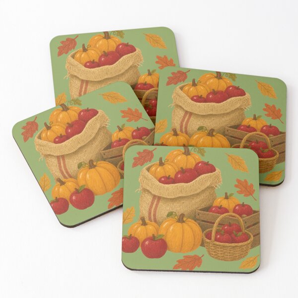 Item preview, Autumn Harvest Sack Pumpkins Apples Baskets Illustration designed and sold by Little-Miracle.