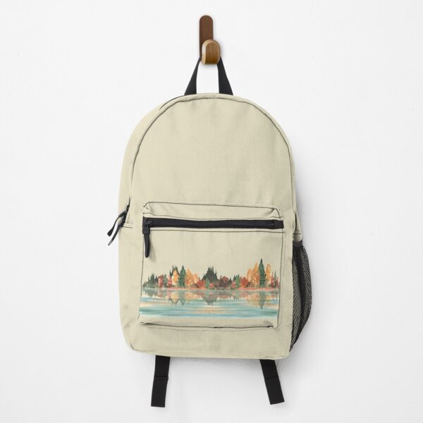 Item preview, Watercolor Autumn lake landscape with fall forest reflected in water of lake. designed and sold by BartolArt.