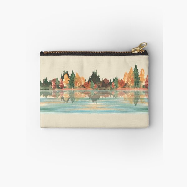 Item preview, Watercolor Autumn lake landscape with fall forest reflected in water of lake. designed and sold by BartolArt.