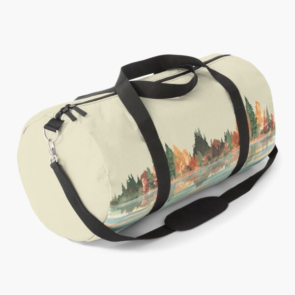 Item preview, Watercolor Autumn lake landscape with fall forest reflected in water of lake. designed and sold by BartolArt.