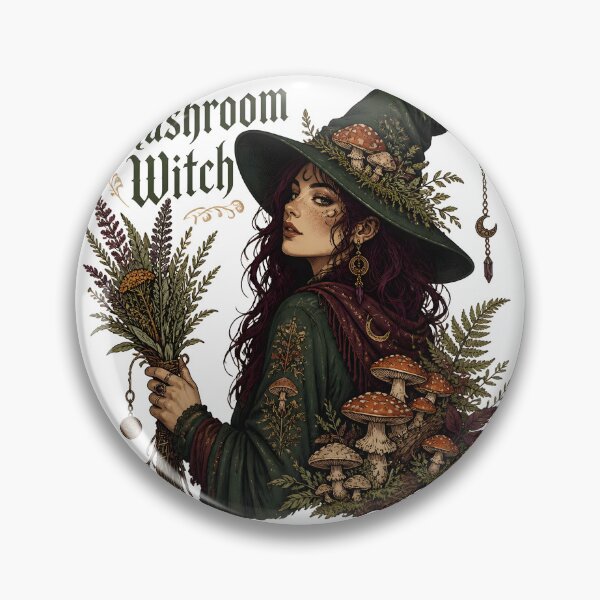 Item preview, Mushroom Witch Botanical Herbalist Portrait designed and sold by OliviaHayesArt.