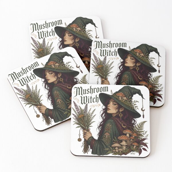 Item preview, Mushroom Witch Botanical Herbalist Portrait designed and sold by OliviaHayesArt.