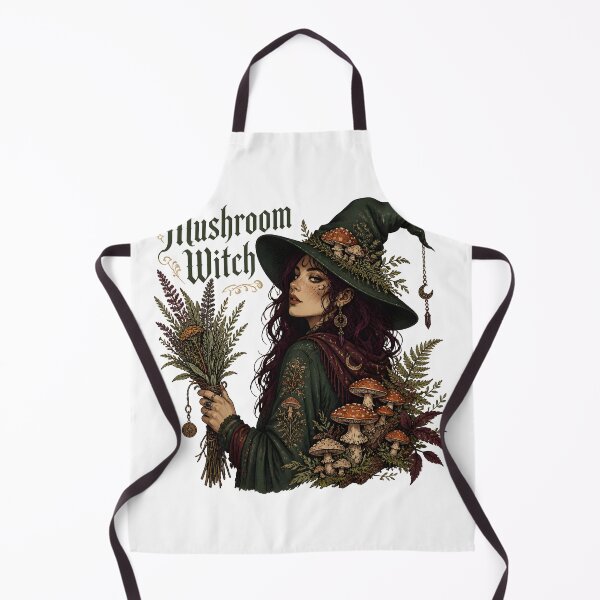 Item preview, Mushroom Witch Botanical Herbalist Portrait designed and sold by OliviaHayesArt.