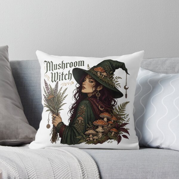 Item preview, Mushroom Witch Botanical Herbalist Portrait designed and sold by OliviaHayesArt.