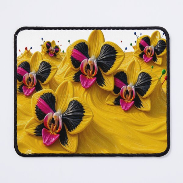 Item preview, Yellow Orchid Flowers Transparent Border Fluid Art Design designed and sold by Breezes-of-Ida.