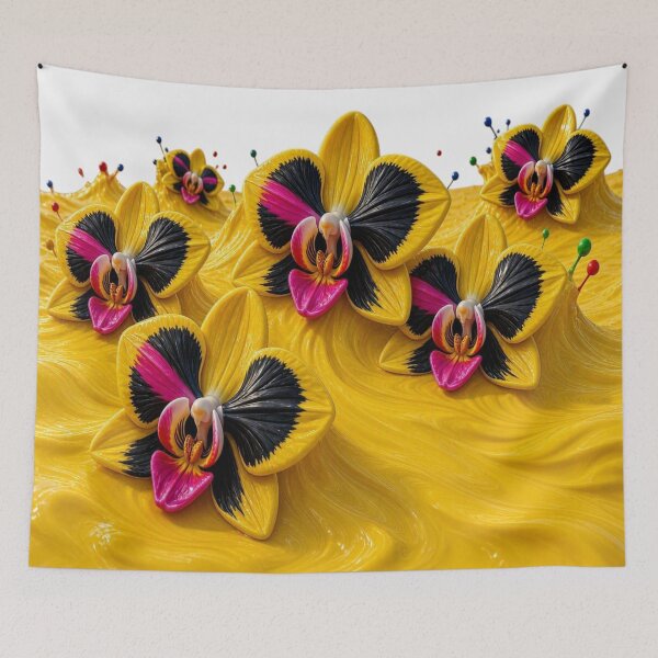 Item preview, Yellow Orchid Flowers Transparent Border Fluid Art Design designed and sold by Breezes-of-Ida.