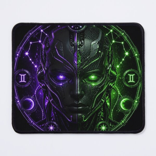 Item preview, Cyberpunk Gemini Zodiac - Neon Biomechanical Twins Mask designed and sold by LazyDayzCo.