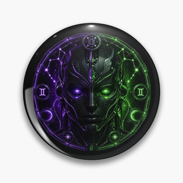 Item preview, Cyberpunk Gemini Zodiac - Neon Biomechanical Twins Mask designed and sold by LazyDayzCo.