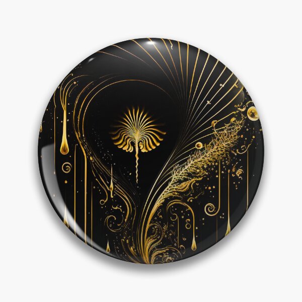 Item preview, Gold Fountain Spiral Black Abstract Art designed and sold by RAGANADesign.