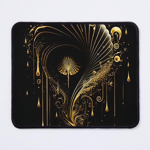 Item preview, Gold Fountain Spiral Black Abstract Art designed and sold by RAGANADesign.