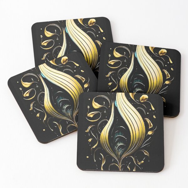 Item preview, Golden Flame Fibonacci Spiral on Black designed and sold by RAGANADesign.