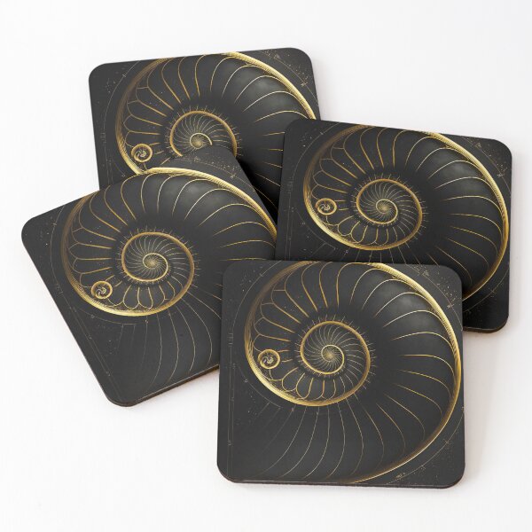 Item preview, Minimal Gold Nautilus Spiral Black Art designed and sold by RAGANADesign.