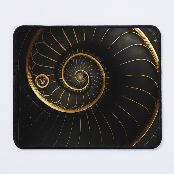 Item preview, Minimal Gold Nautilus Spiral Black Art designed and sold by RAGANADesign.