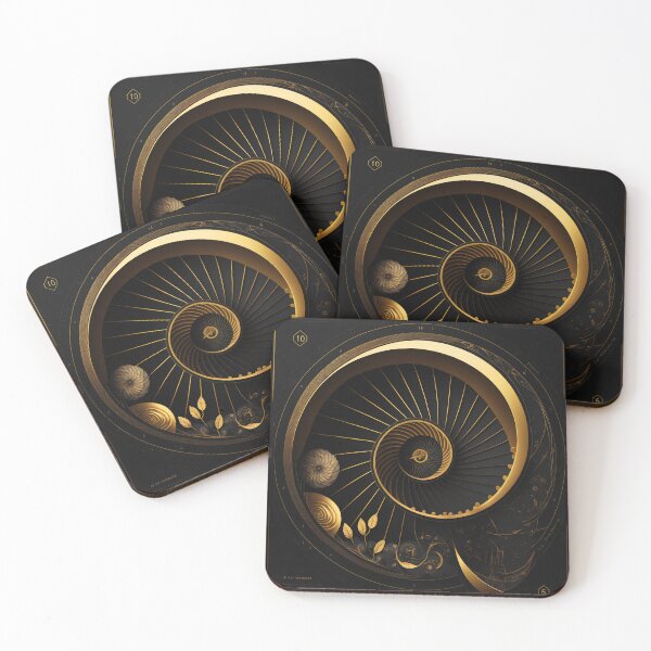 Item preview, Golden Spiral Botanical Circle Dark Art designed and sold by RAGANADesign.