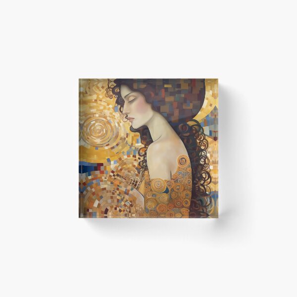 Item preview, Gold Spiral Mosaic Woman Dreaming Portrait designed and sold by RAGANADesign.