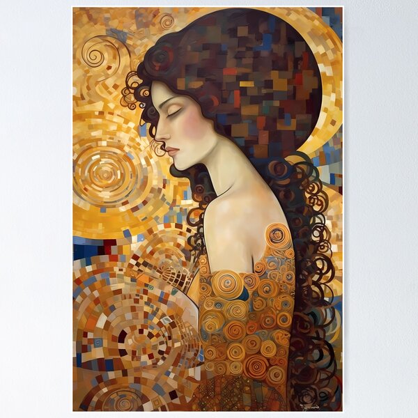 Item preview, Gold Spiral Mosaic Woman Dreaming Portrait designed and sold by RAGANADesign.