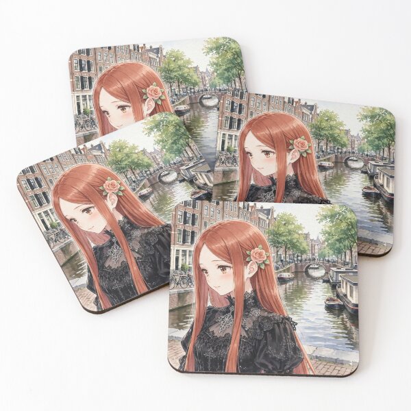 Item preview, Amsterdam Netherlands Travel Woman with Red Hair Exploring the Beautiful Canals of Amsterdam European Travel Adventure Dutch City Architecture and Wanderlust designed and sold by DibujandoPorfa.