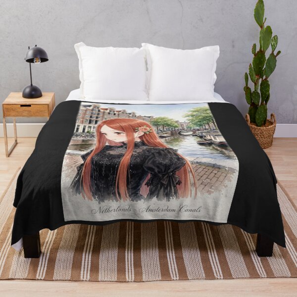 Item preview, Amsterdam Netherlands Travel Woman with Red Hair Exploring the Beautiful Canals of Amsterdam European Travel Adventure Dutch City Architecture and Wanderlust designed and sold by DibujandoPorfa.