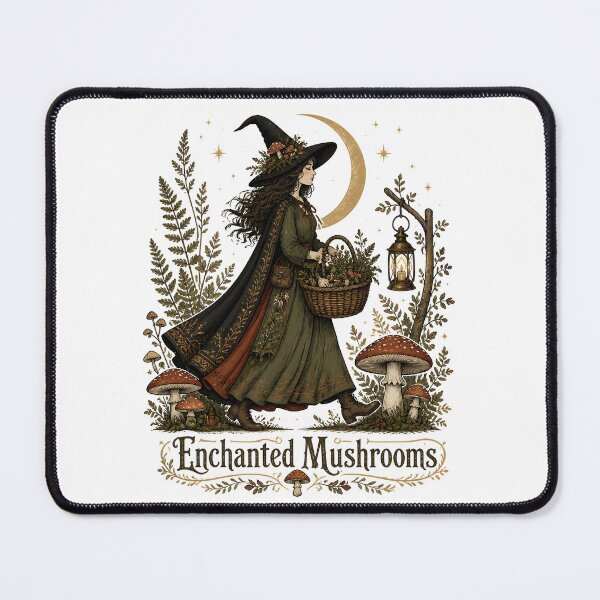 Item preview, Enchanted Mushrooms Cottage Witch in the Wild designed and sold by OliviaHayesArt.