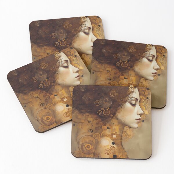 Item preview, Amber Mosaic Woman Profile Ochre Portrait designed and sold by RAGANADesign.