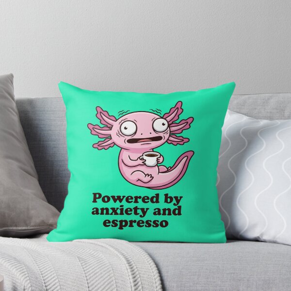 Item preview, Funny Overcaffeinated Axolotl: Powered By Anxiety And Espresso Meme designed and sold by MarCinu Art.