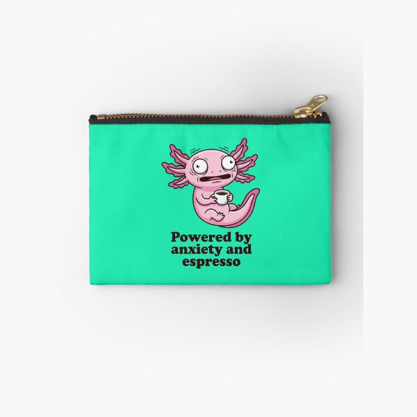 Item preview, Funny Overcaffeinated Axolotl: Powered By Anxiety And Espresso Meme designed and sold by MarCinu Art.