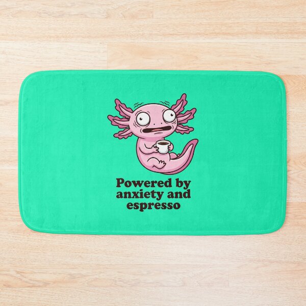 Item preview, Funny Overcaffeinated Axolotl: Powered By Anxiety And Espresso Meme designed and sold by MarCinu Art.