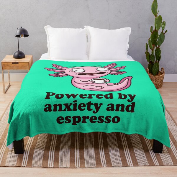 Item preview, Funny Overcaffeinated Axolotl: Powered By Anxiety And Espresso Meme designed and sold by MarCinu Art.