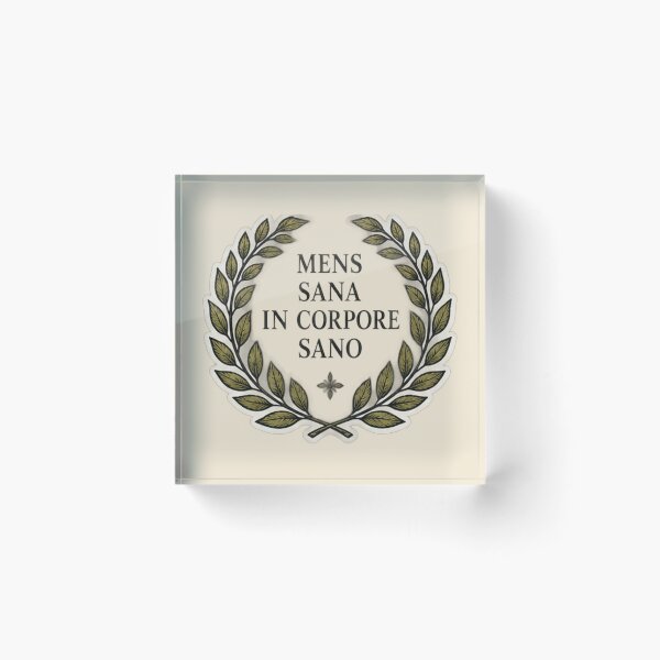 Item preview, Mens Sana In Corpore Sano Sticker | Healthy Mind Healthy Body Laurel Wreath Latin Quote designed and sold by MetaModel Editions.